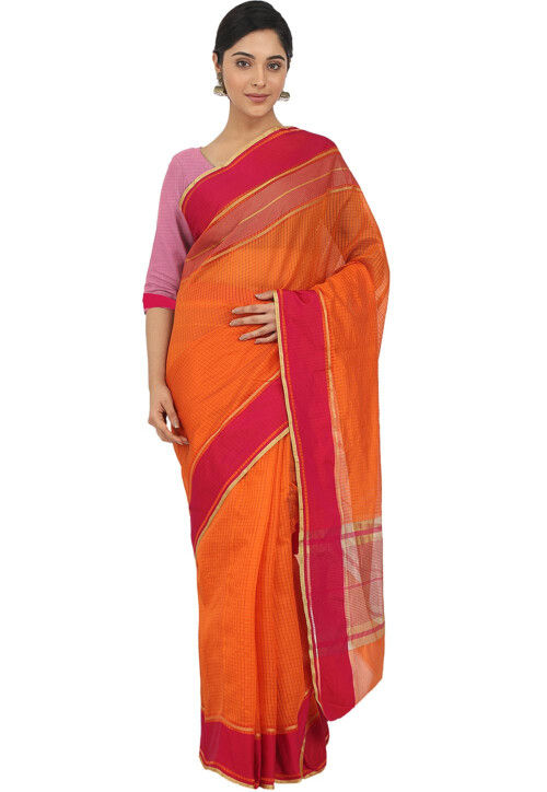 Woven Art Silk Saree in Orange