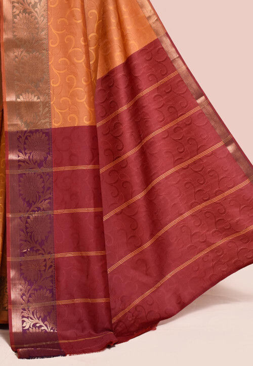 Woven Art Silk Saree in Orange
