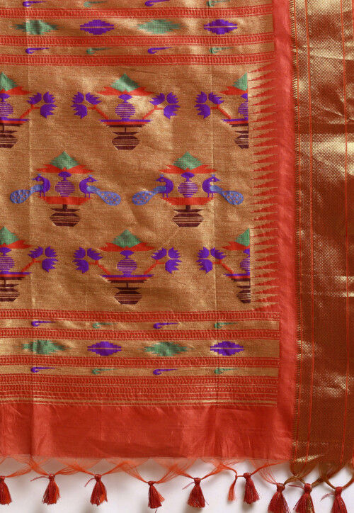 Woven Art Silk Saree in Orange