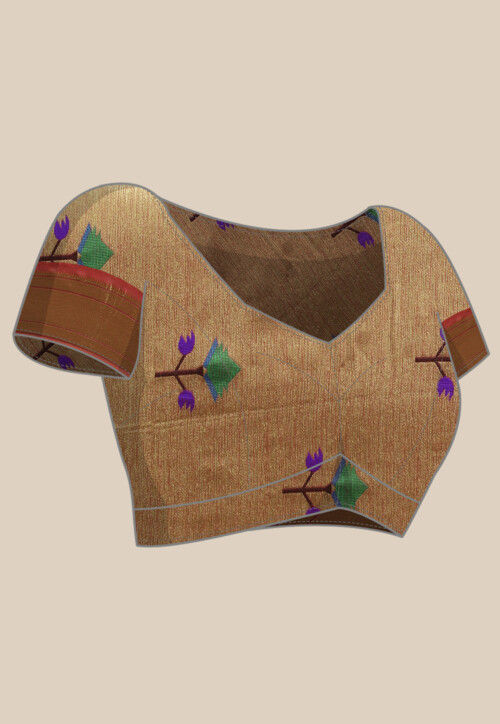 Woven Art Silk Saree in Orange