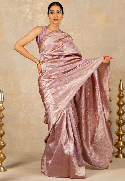 Woven Art Silk Saree in Pink