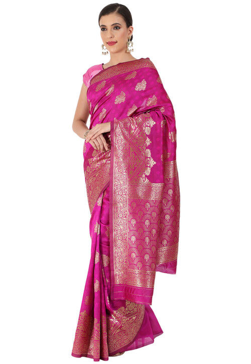 Buy Woven Art Silk Saree in Pink Online SPFA12190 Utsav Fashion
