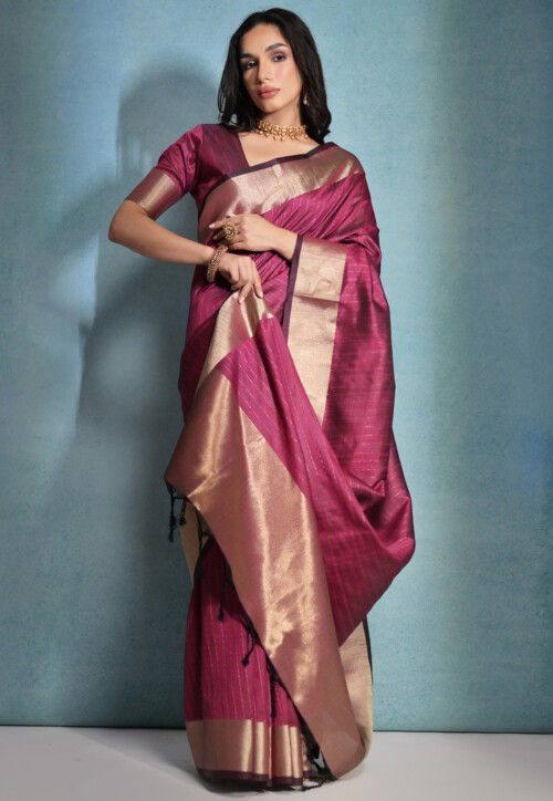 Woven Art Silk Saree in Pink