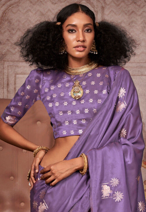 Woven Art Silk Saree in Purple