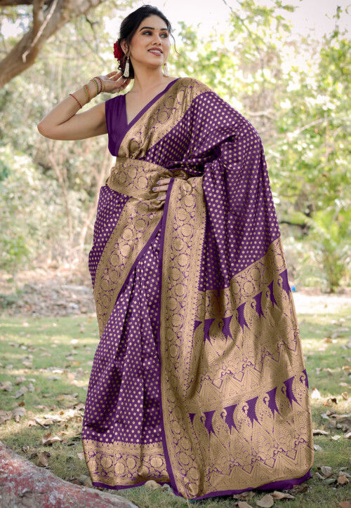 Woven Art Silk Saree in Purple