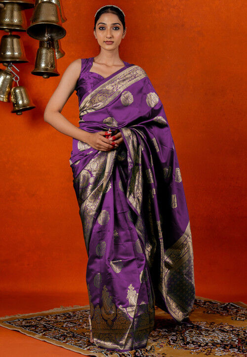 Woven Art Silk Saree in Purple