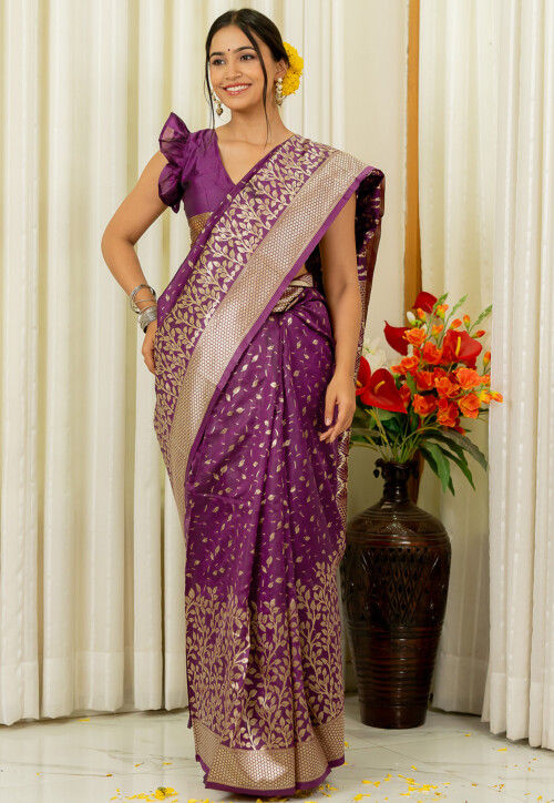Woven Art Silk Saree in Purple