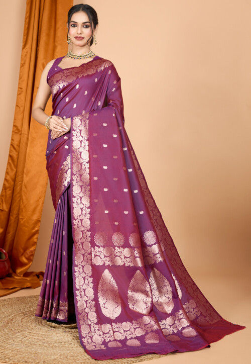 Woven Art Silk Saree in Purple