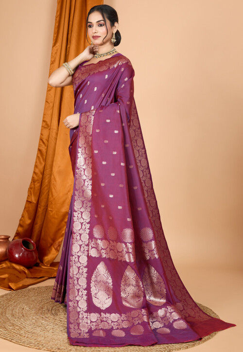 Woven Art Silk Saree in Purple