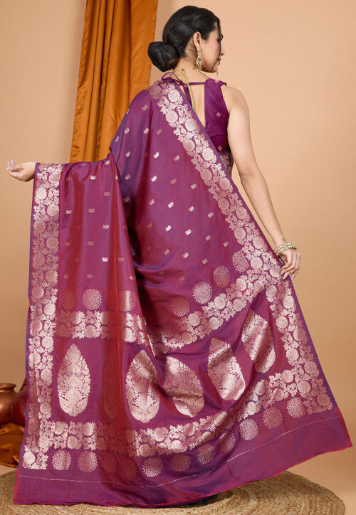 Woven Art Silk Saree in Purple
