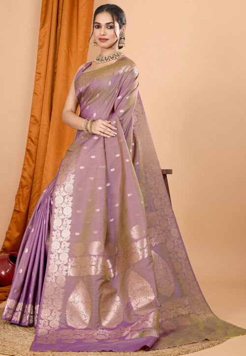 Woven Art Silk Saree in Purple