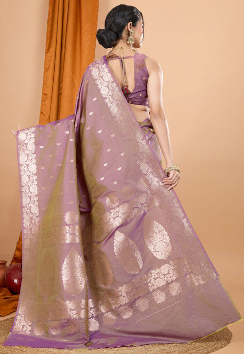 Woven Art Silk Saree in Purple