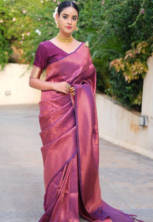 Woven Art Silk Saree in Purple