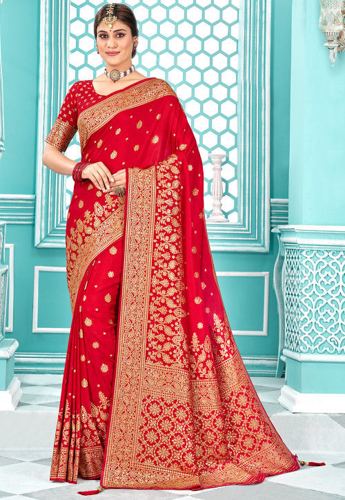 Free Shipping Women's Indian Art Silk Saree with Unstitched Blouse 