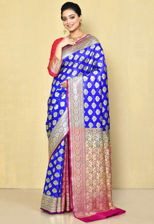 Woven Art Silk Saree in Royal Blue