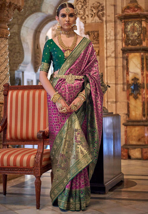 Woven Art Silk Saree in Green : SFF2925