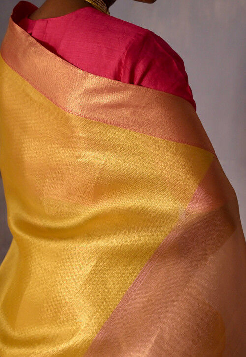 Woven Art Silk Saree in Yellow