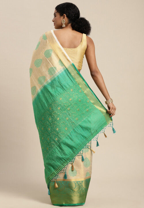 Woven Bangalore Silk Saree in Cream