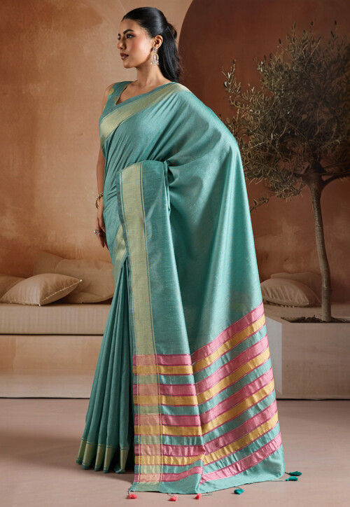 Bhagalpuri Silk Saree in Teal Blue