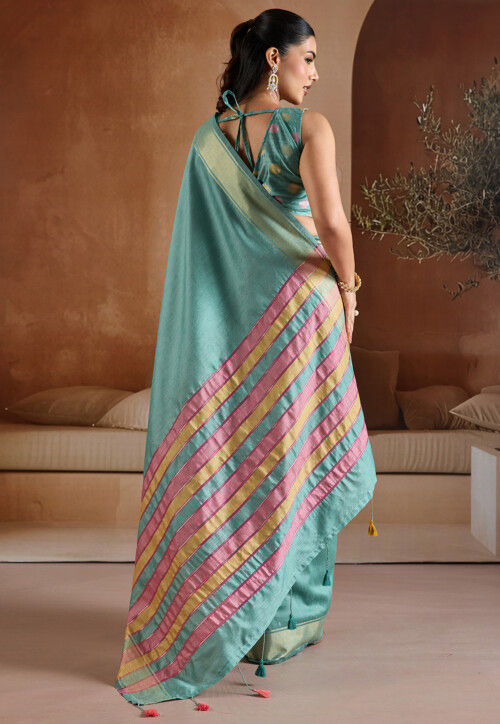 Bhagalpuri Silk Saree in Teal Blue