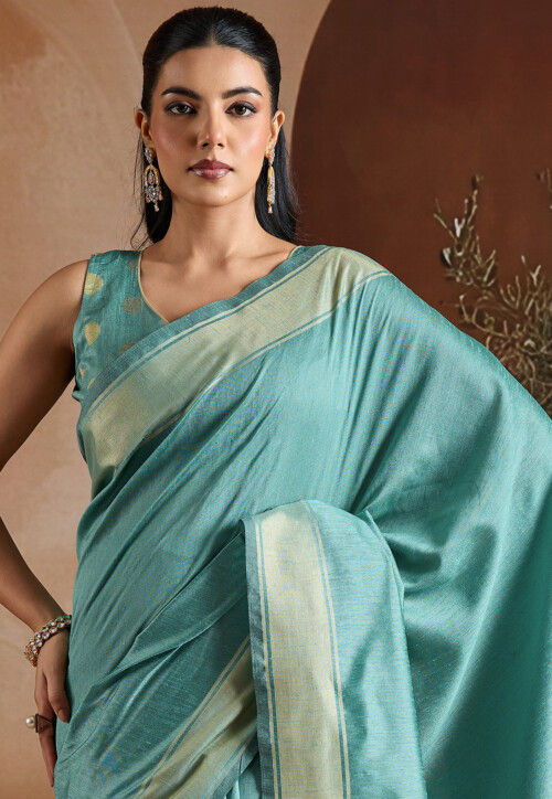 Bhagalpuri Silk Saree in Teal Blue