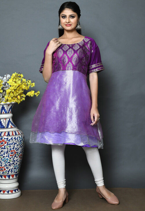 Rich Purple Color Kashmiri Woven Sherwani Kurti With Paisleys Pattern