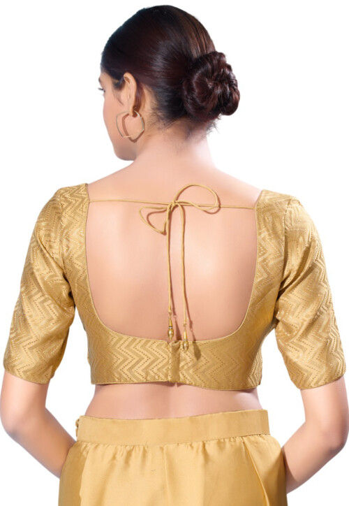 Woven Brocade Blouse in Beige