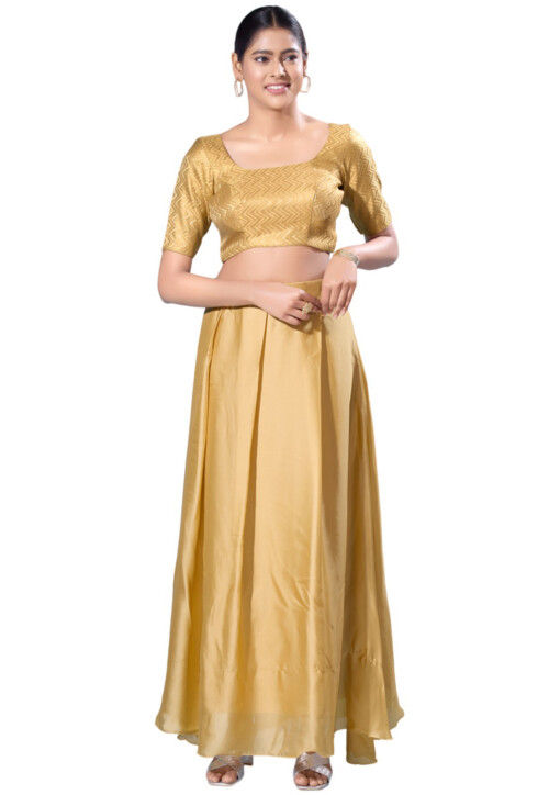 Woven Brocade Blouse in Beige