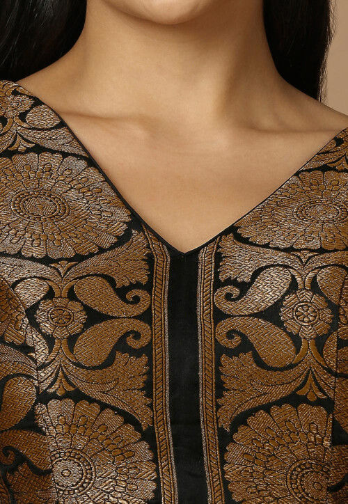 Woven Brocade Blouse in Black