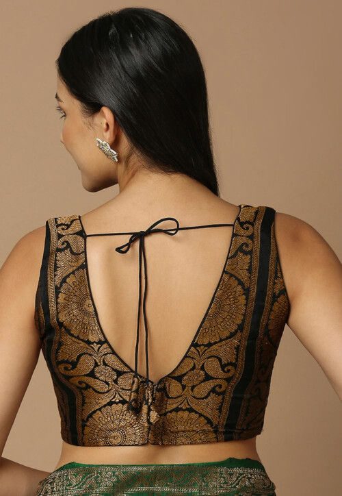 Woven Brocade Blouse in Black