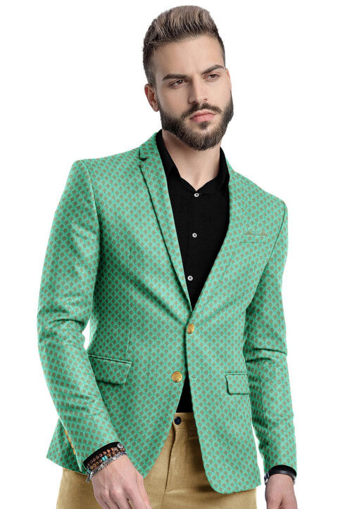 Woven Chanderi Blazer in Sea Green MTE1188
