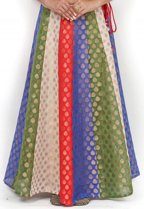 Yellow Chanderi Silk Cape And Printed Skirt Set | Deval The Multi Designer  Store