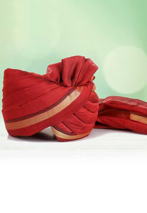 Woven Chanderi Silk Kids Turban in Maroon