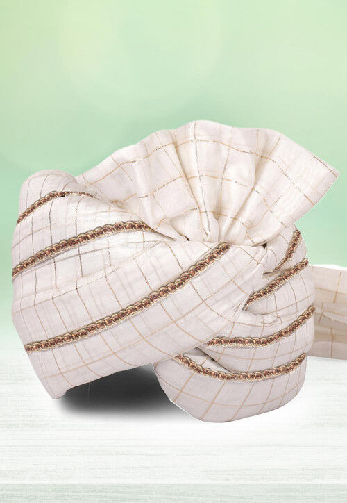 Woven Chanderi Silk Kids Turban in Off White