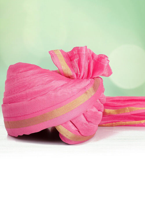 Woven Chanderi Silk Kids Turban in Pink