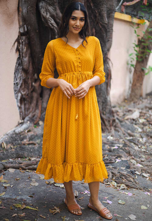 Happy Yellow Embroidered Dress – Indianvirasat