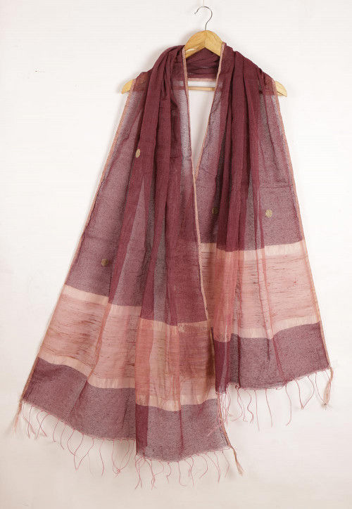 Woven Cotton Dupatta in Wine