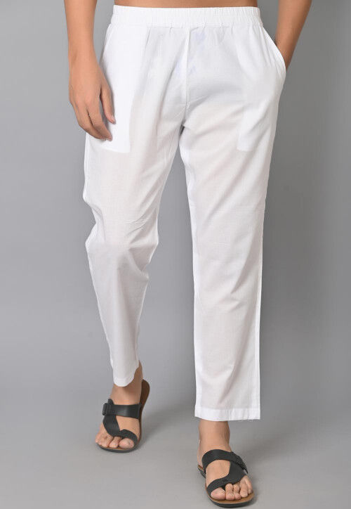 Woven Cotton Kurta Set in Black