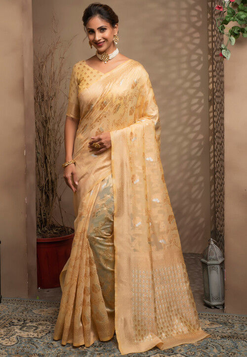 Jamdani Cotton Saree in Beige : SBEA1318