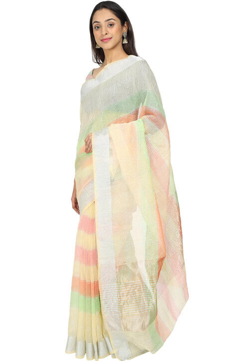 Woven Cotton Silk Saree in Multicolor