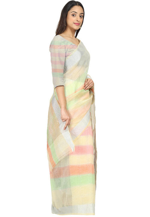 Woven Cotton Silk Saree in Multicolor