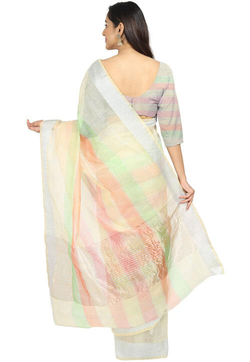 Woven Cotton Silk Saree in Multicolor