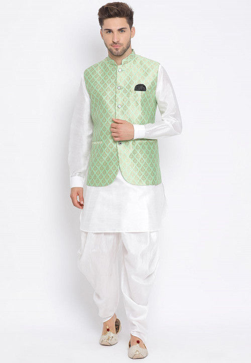 Buy Woven Dupion Silk Dhoti Kurta in White Online : MST46 - Utsav Fashion