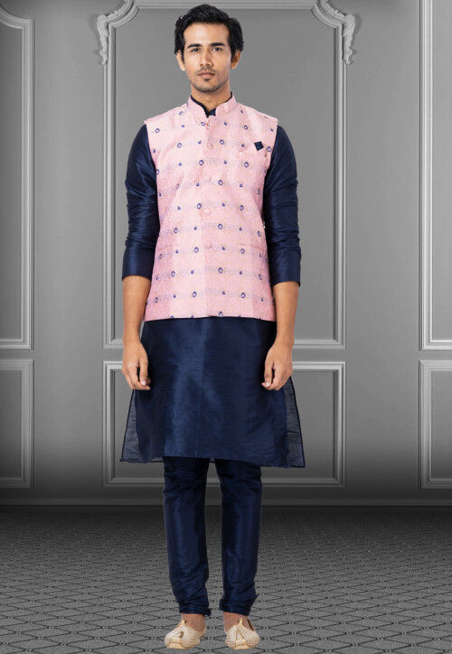 Silk Party Wear Men Royal Blue Kurta Pajama Jacket Set, Dry clean, Size: 38  at Rs 560/set in Amravati