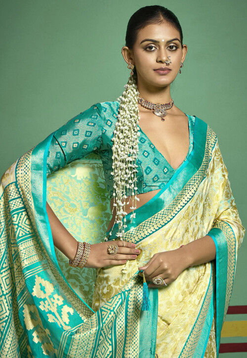 Woven Georgette Brasso Saree in Beige