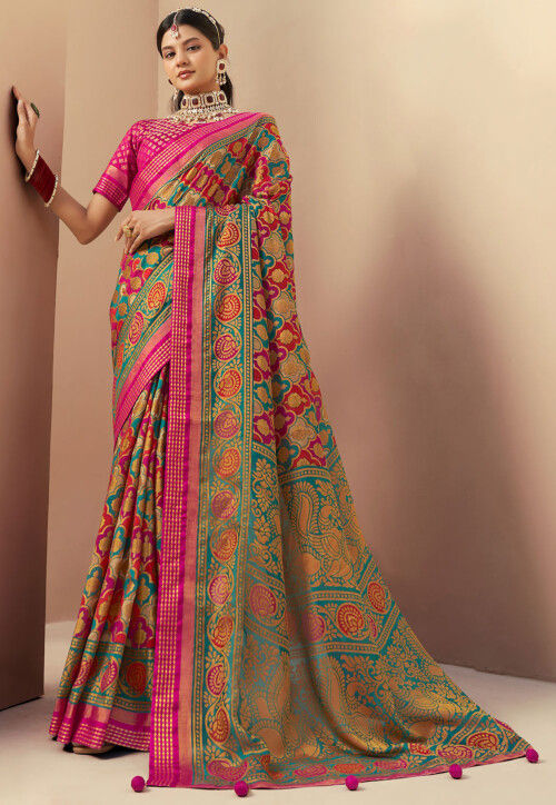 Woven Georgette Brasso Saree in Multicolor