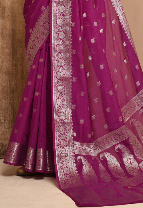 Banarasi Woven Georgette Saree in Magenta