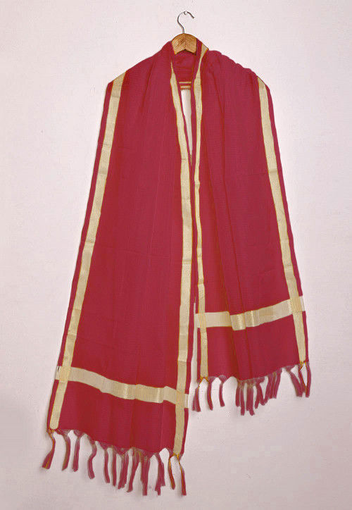 Woven Kota Silk Dupatta in Rust