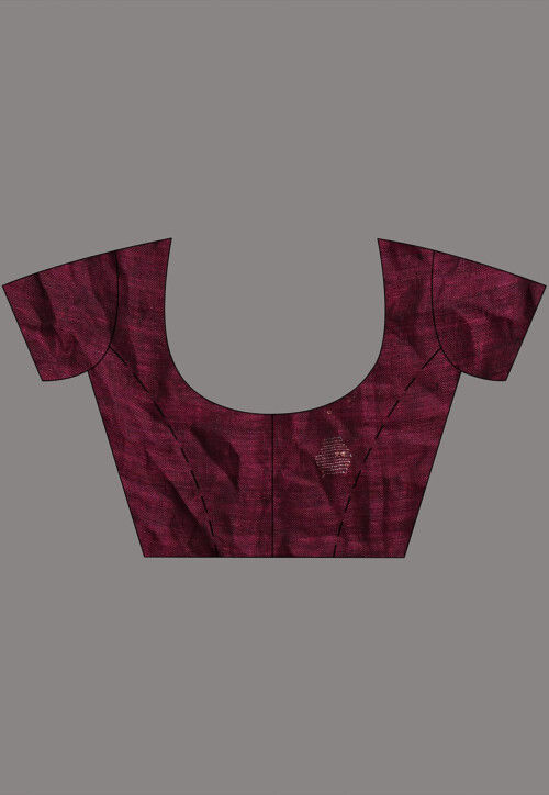 Woven Linen Saree in Wine