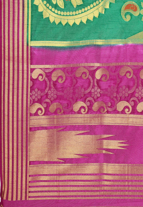 Woven Mysore Art Silk Saree in Teal Green SHU1363